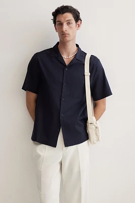 Regular-Fit Short-Sleeved Linen-Blend Shirt