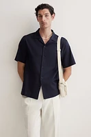 Regular-Fit Short-Sleeved Linen-Blend Shirt