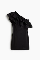 Ruffle-Trimmed One-Shoulder Dress