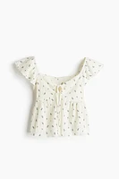 Crinkled Flutter-Sleeved Top