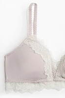 Padded Soft-Cup Microfiber and Lace Bra
