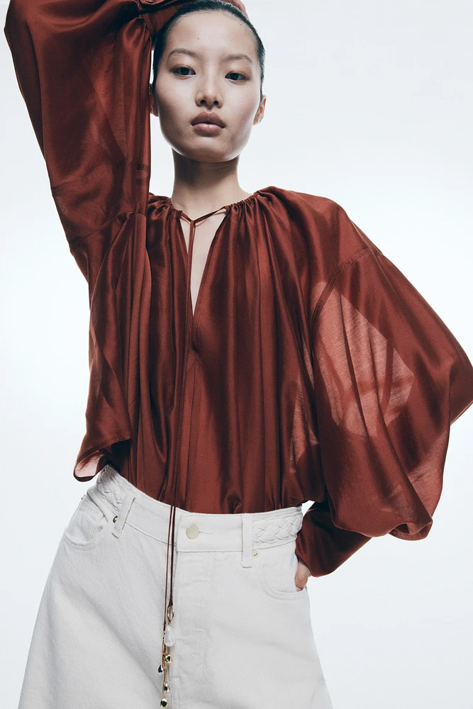 Blouse en lyocell mélangé