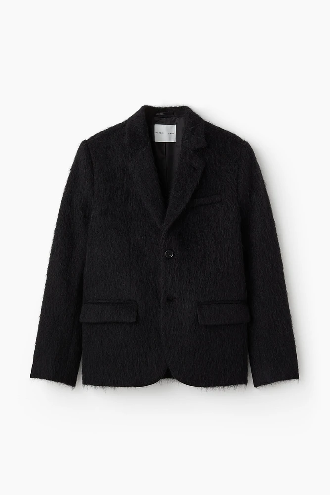 Wool-Blend Single-Breasted Fuzzy Blazer