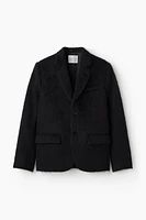 Wool-Blend Single-Breasted Fuzzy Blazer