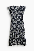 Patterned Wrap-Front Dress