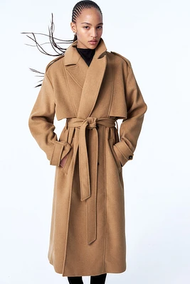 Brushed-Finish Twill Trench Coat