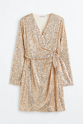 Sequined Wrap Dress