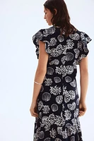 Patterned Wrap-Front Dress