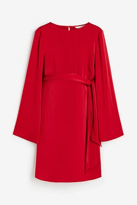 MAMA Tie-belt Satin Dress