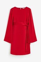 MAMA Tie-belt Satin Dress