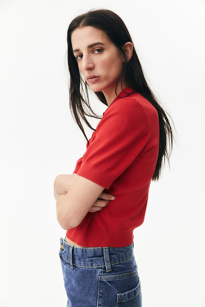 Fine-Knit Polo Shirt