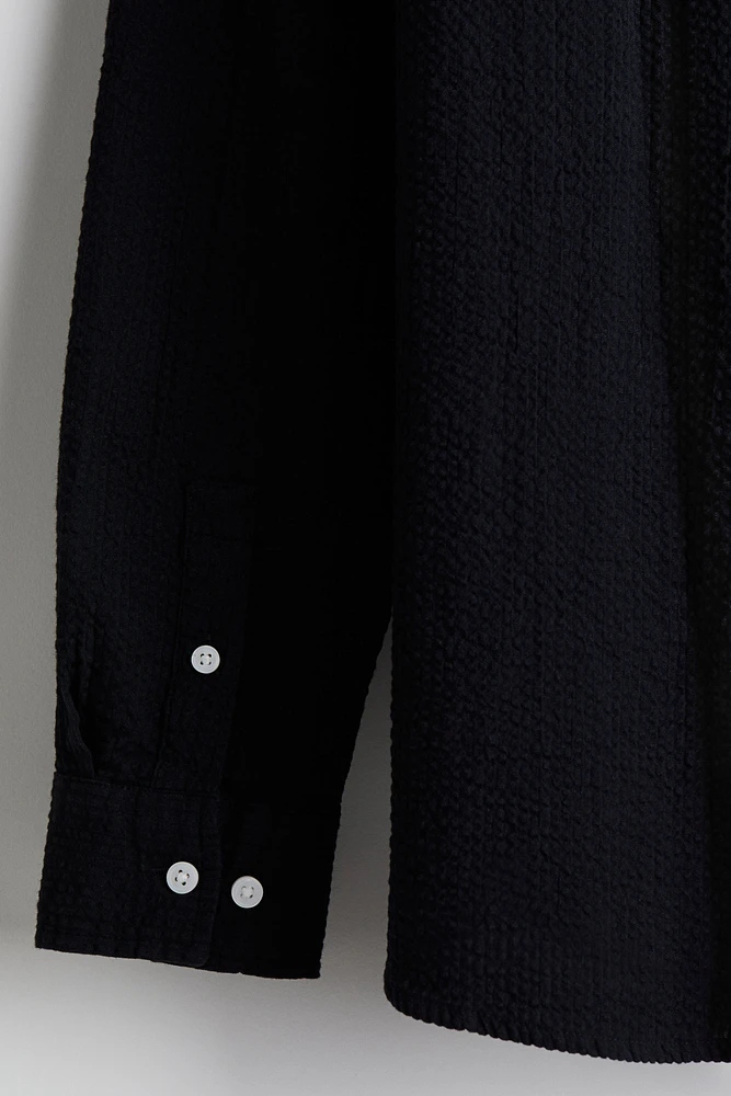 Loose-Fit Seersucker Shirt