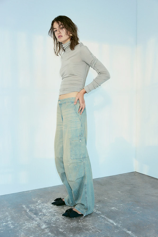 Denim Parachute Pants