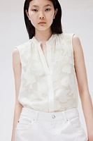 Jacquard-weave Sleeveless Blouse