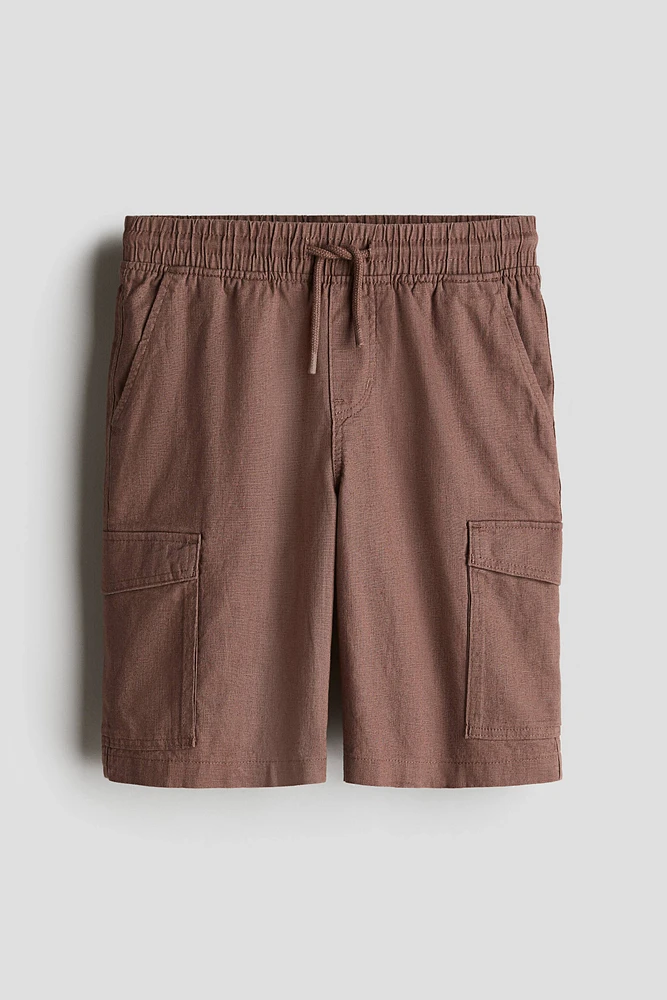 Linen-Blend Cargo Shorts