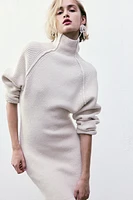 Rib-Knit Mock Turtleneck Dress