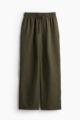 Pantalon en lin mélangé avec taille élastique