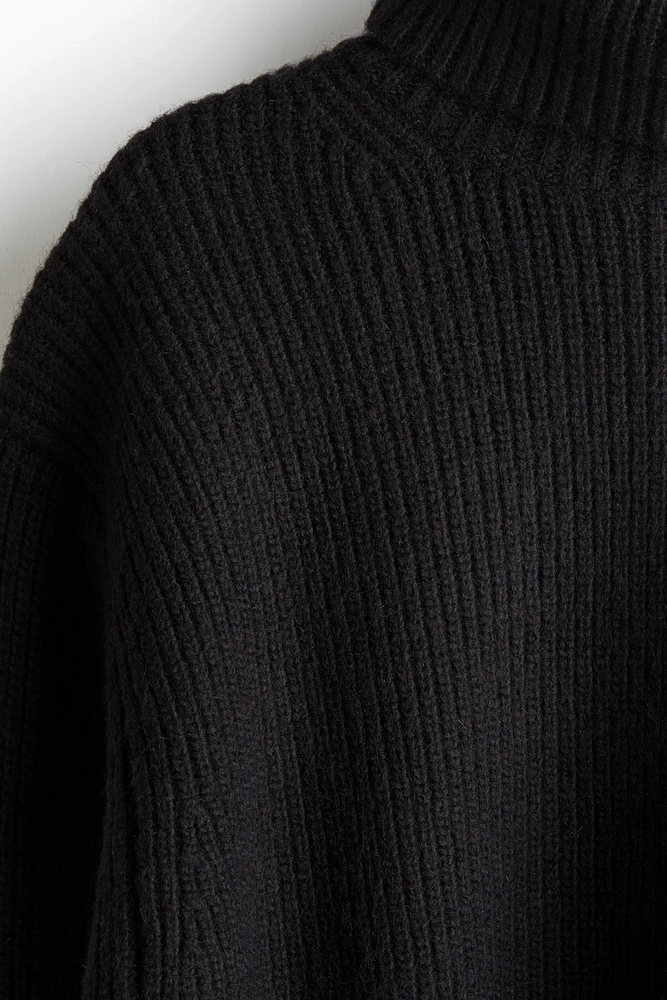 Rib-knit polo-neck jumper