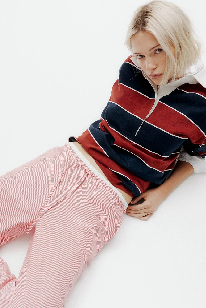 Double-Waistband Poplin Drawstring Pants