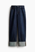 Straight-Cut Foldover-Cuff Jeans