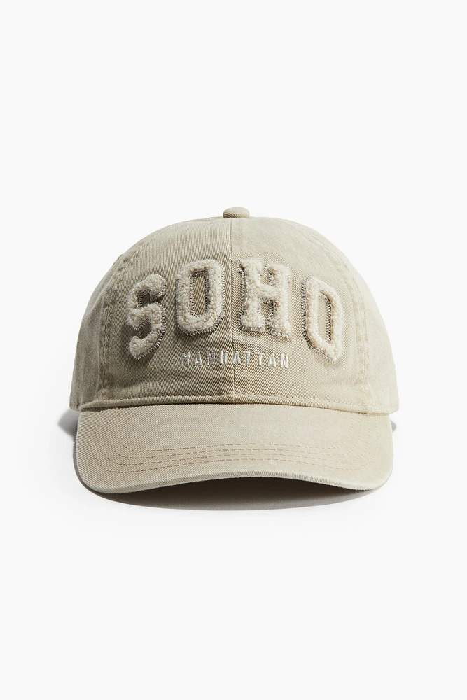 Embroidered-motif Twill Cap