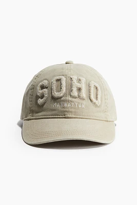 Embroidered-motif Twill Cap