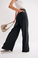 Frayed-edge Linen-blend Pants