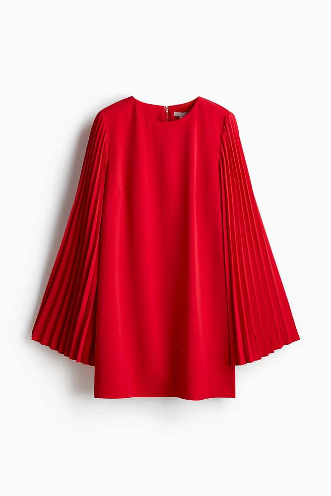 Pleated-Sleeve Dress