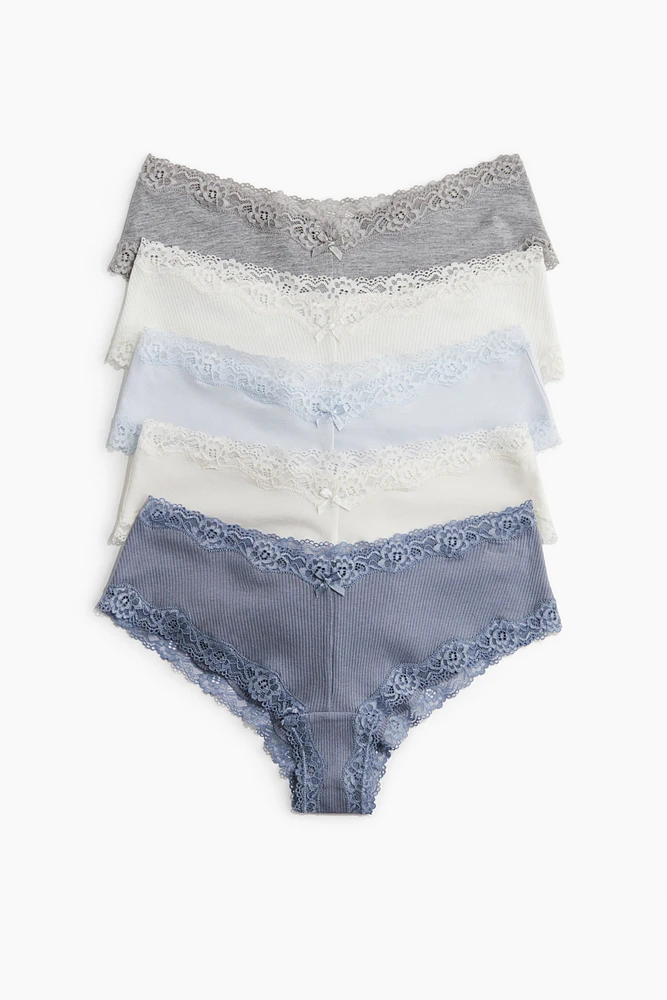 Lot de 5 culottes Hipster en coton avec dentelle