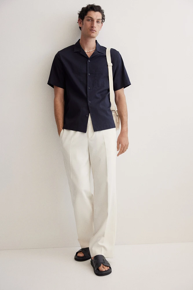 Regular-Fit Short-Sleeved Linen-Blend Shirt