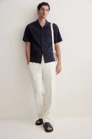 Regular-Fit Short-Sleeved Linen-Blend Shirt