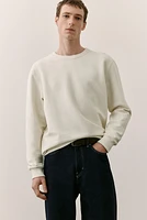 Regular Fit Herringbone-Patterned Sweatshirt