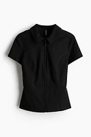 Collared zip-through top