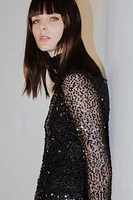 Long Sequined Net Dress