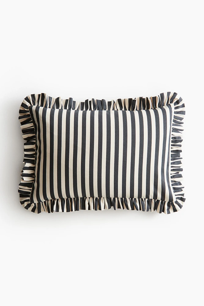 Ruffle-Trimmed Cotton Cushion Cover