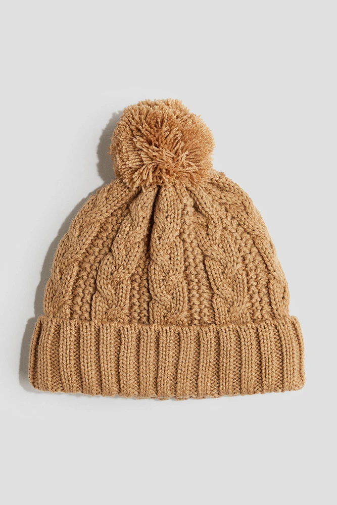 Lined Cable-Knit Beanie