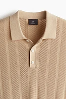 Regular Fit Textured-Knit Polo Shirt