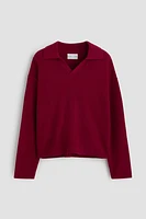 Rib-Knit Polo Sweater