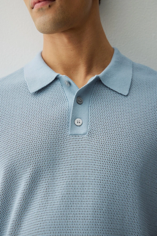 Regular-Fit Hole-Knit Polo Shirt