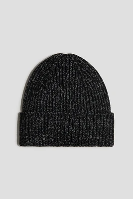 Reflective rib-knit beanie