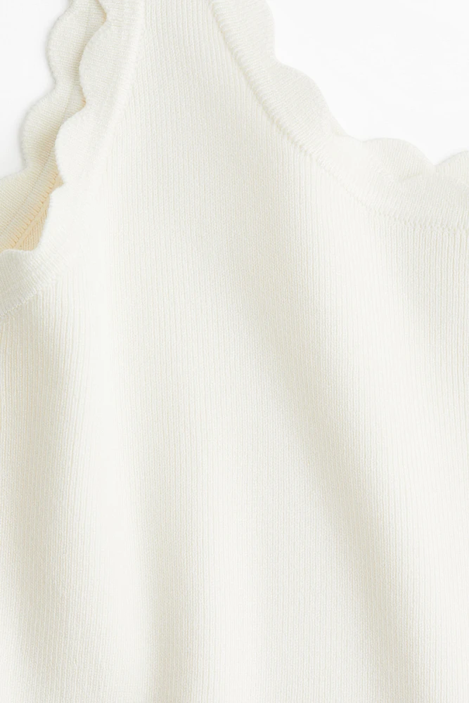 Scalloped-Edge Fine-Knit Tank Top