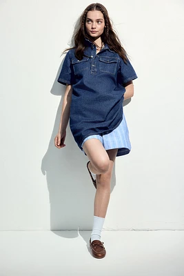 Short-Sleeved Denim Dress