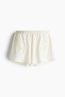 Beach Shorts with Eyelet Embroidery