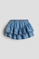 Flounced denim skirt