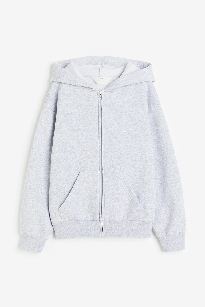 Veste grande taille à glissière avec capuchon