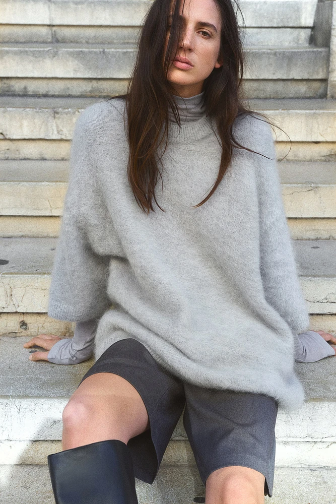 Short-Sleeved Mohair-Blend Sweater