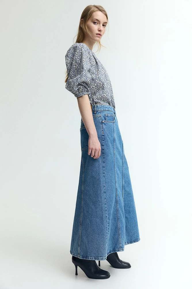 Balloon-sleeved poplin blouse