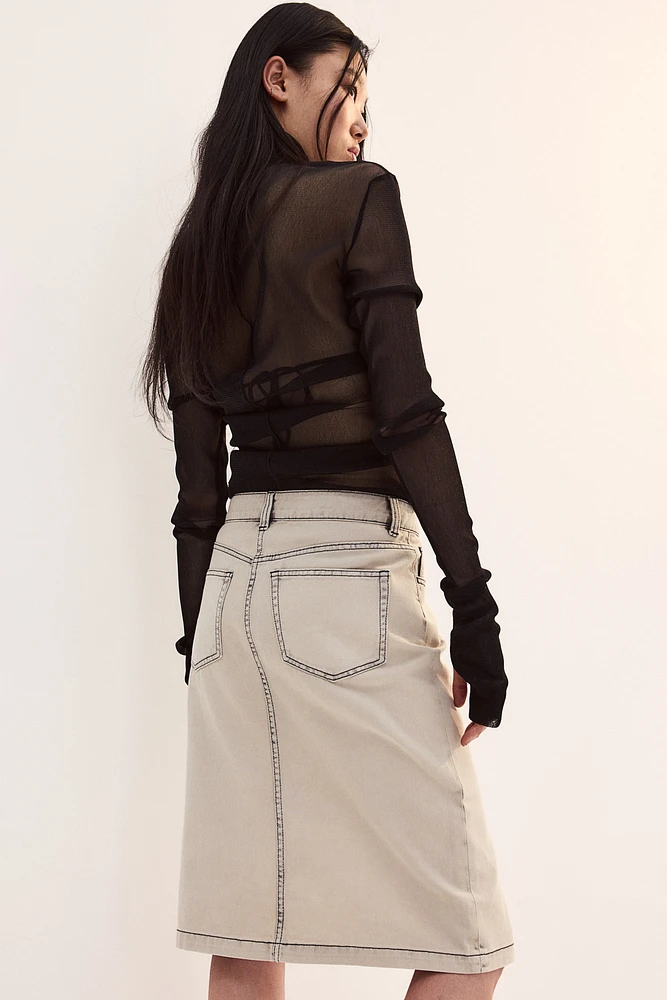 Knee-length Twill Skirt