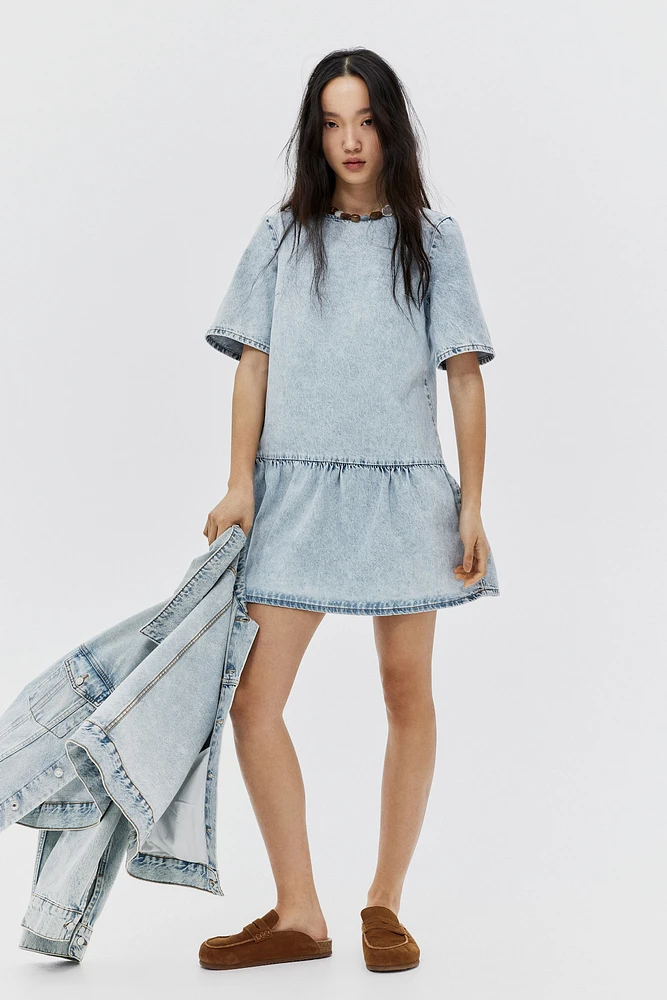 Tie-Detail Denim Dress