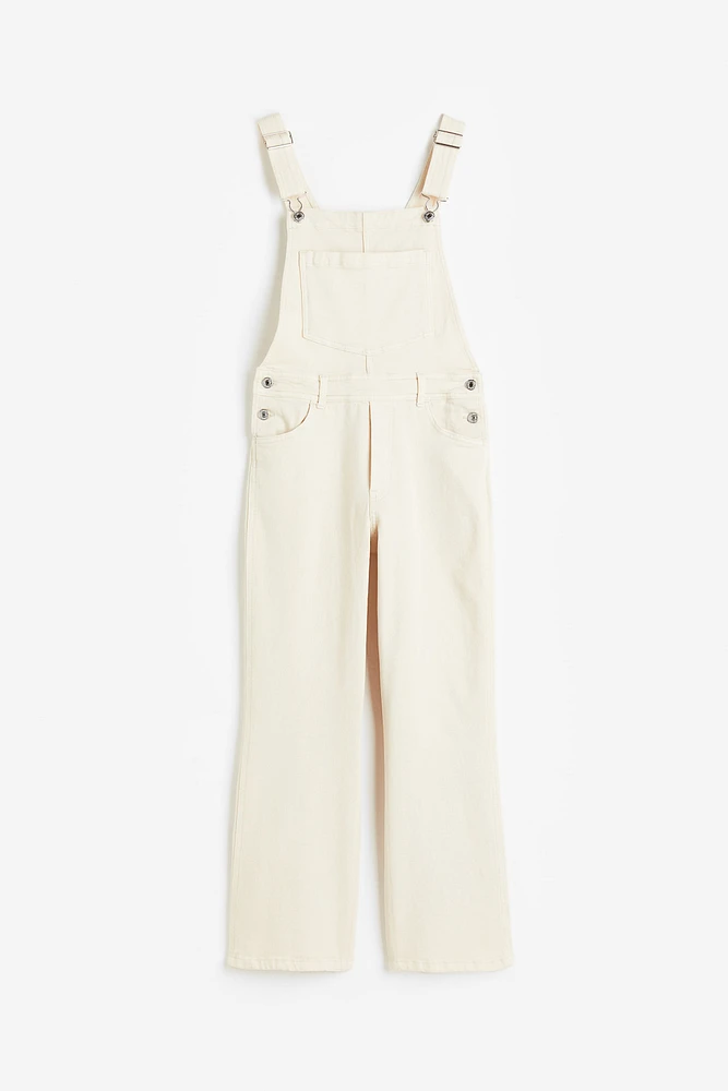 Flared Crop Denim Overalls